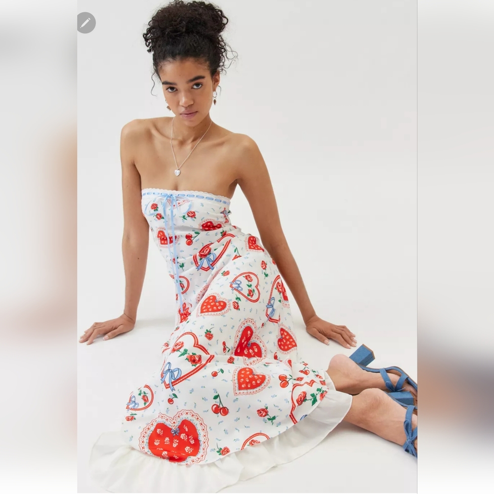 🍋For Love and Lemons Daisy Mae Strapless Midi Dress